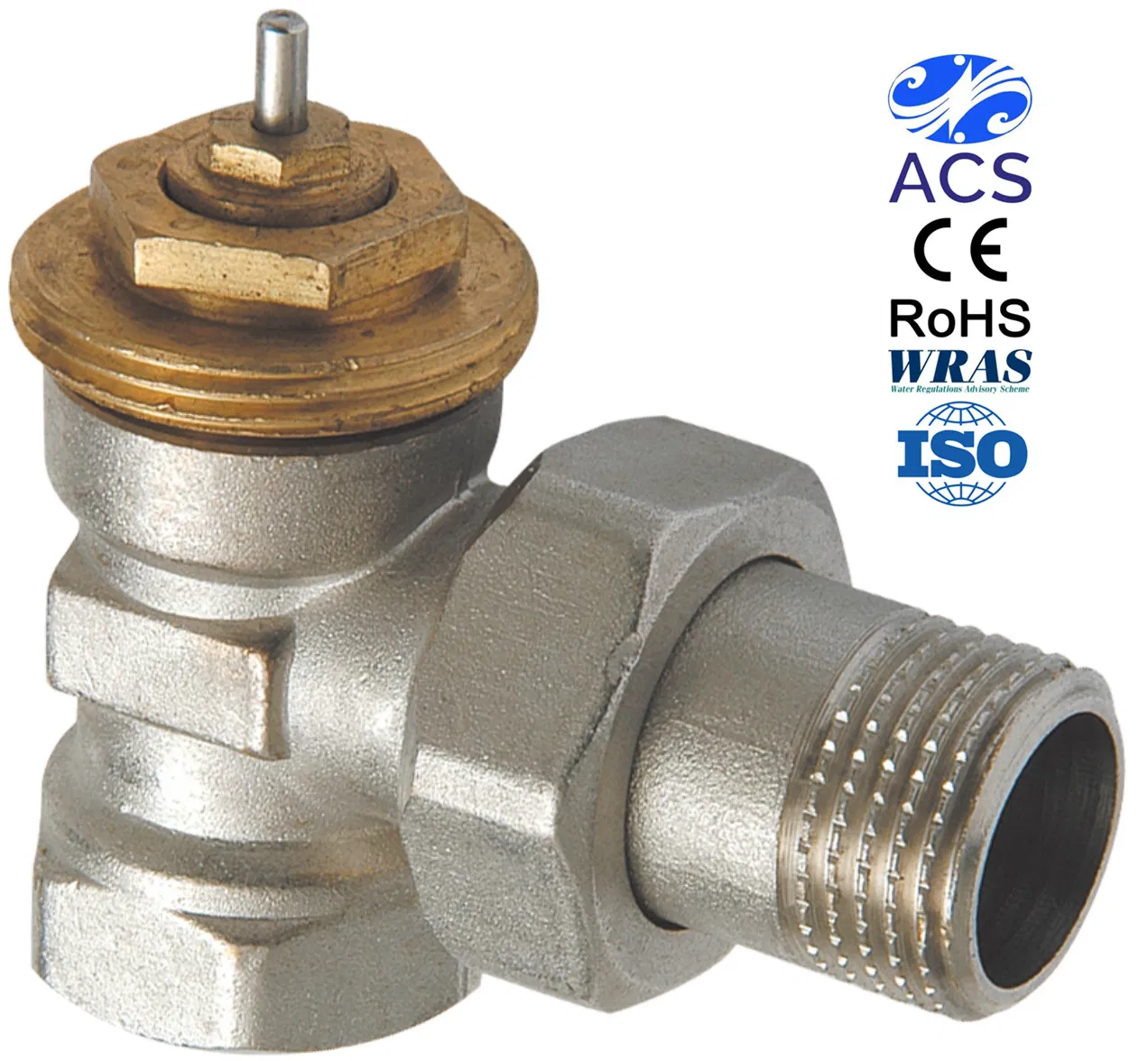 Angle Type 1/2" X 1/2" Nickel Plated Thermostatic Radiator Valve