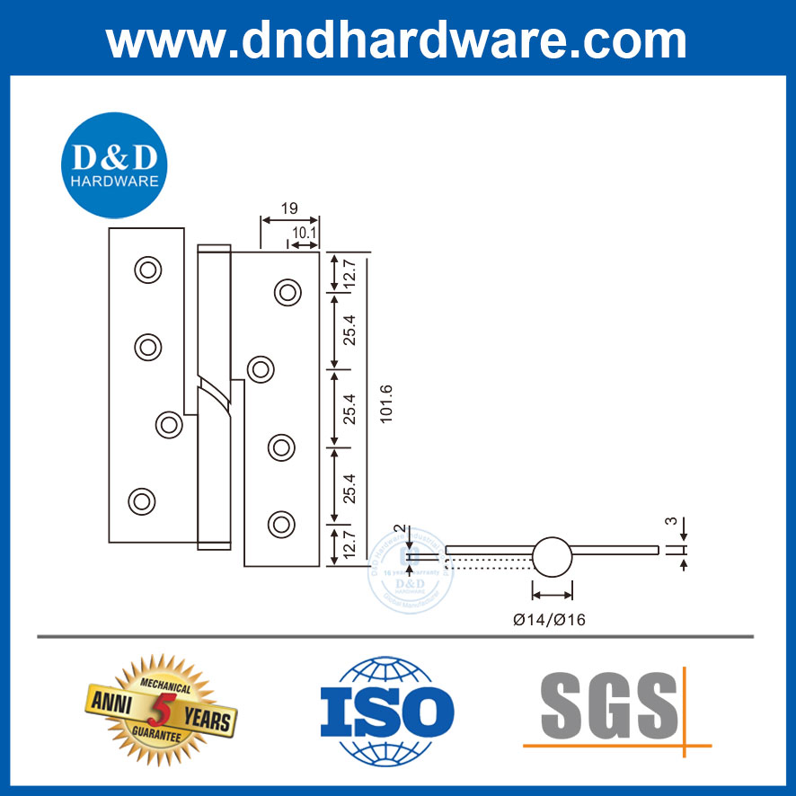 Stainless Steel Handed and Open Under Gravity Falling Hinge for Wooden Doors