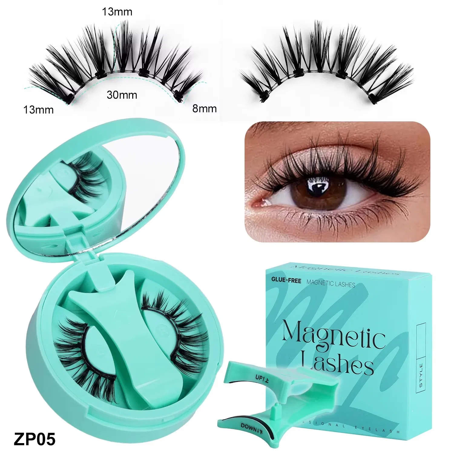2025 Hot Private Label Natural Magnetic False Eyelashes No Glue Magnetic Eye Lash with Applicator False Eyelashes