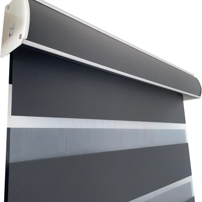 Tuya Alexa Control Black Colour Blackout Double Layer Zebra Blinds