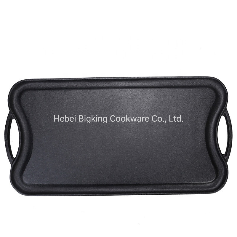 Rectangular Cast Iron 2 in 1 Reversible Griddle Grill Plate