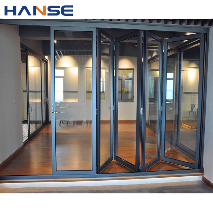 Exterior Thermal Break Aluminum Folding Door Accordion Large Big Bi-Fold Sliding Main Entrance Patio Folding Door