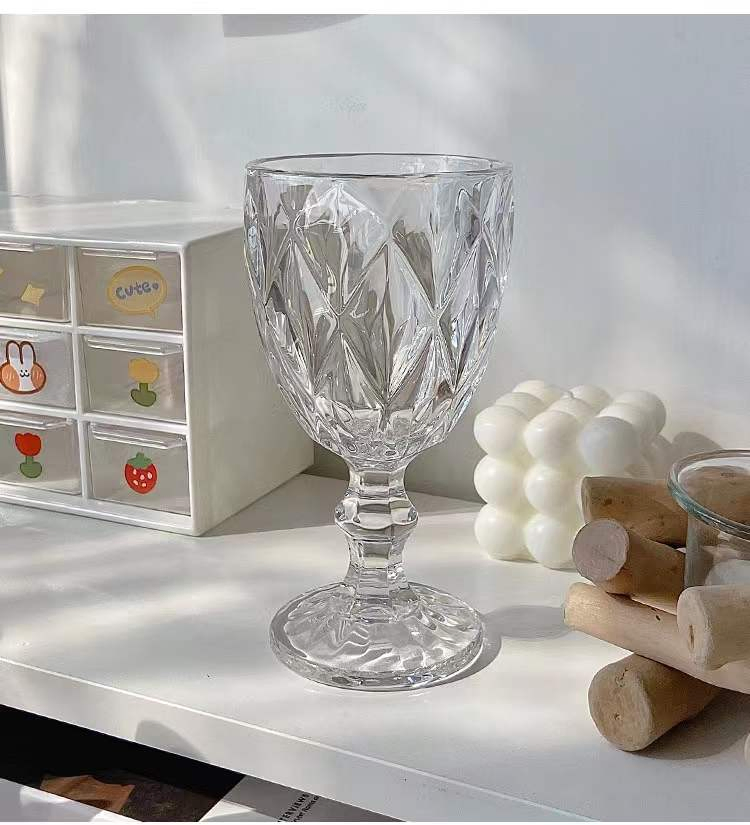 Wholesale Burgundy Crystal Wine Glass with Red Rod and Black Luxury Goblet Crystal Red Wine Glass