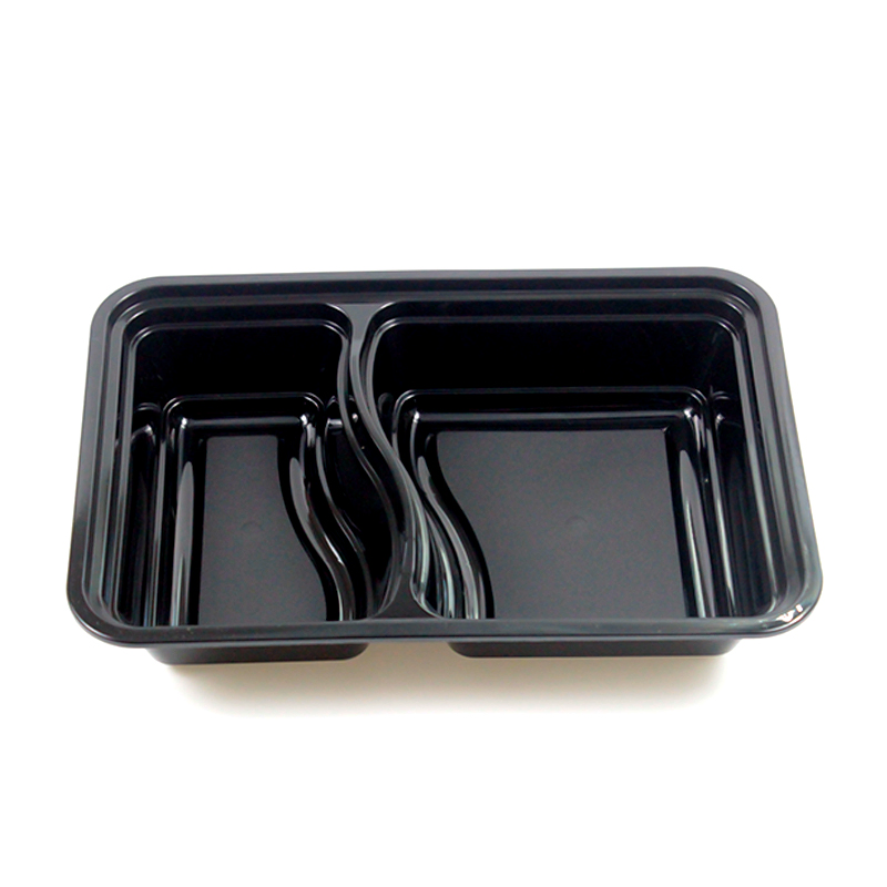BPA Free Disposable Plastic 2 Compartments Food Container Microwave PP Box with Lid