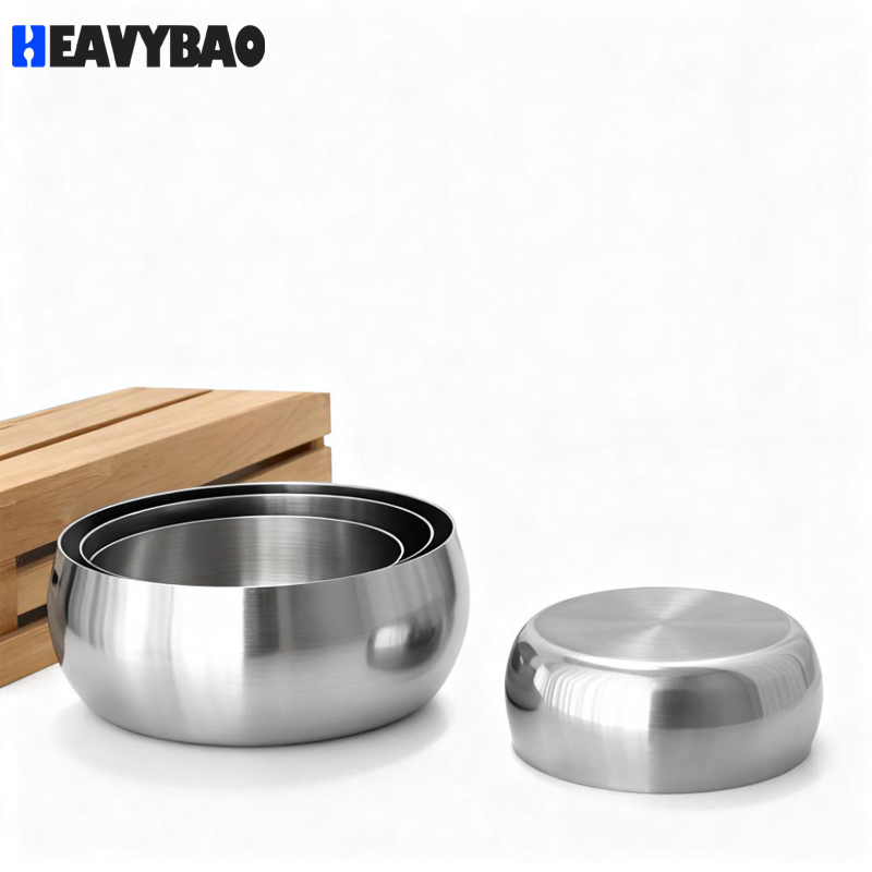 Heavybao Triple-Layer Stainless Steel Industrial Kitchen Eco-Friendly Metal Salad Mixing Bowl