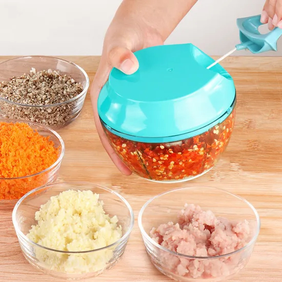 3-in-1 Manual Food Chopper Garlic Crusher Ginger Fruit Puree Meat Puree W18_14