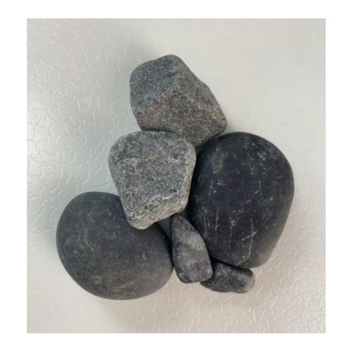 Gravel and Washed Stone Garden Flooring Project, Featuring Gray and Black Gravel, Unpolished Pebble Black Washed Stones