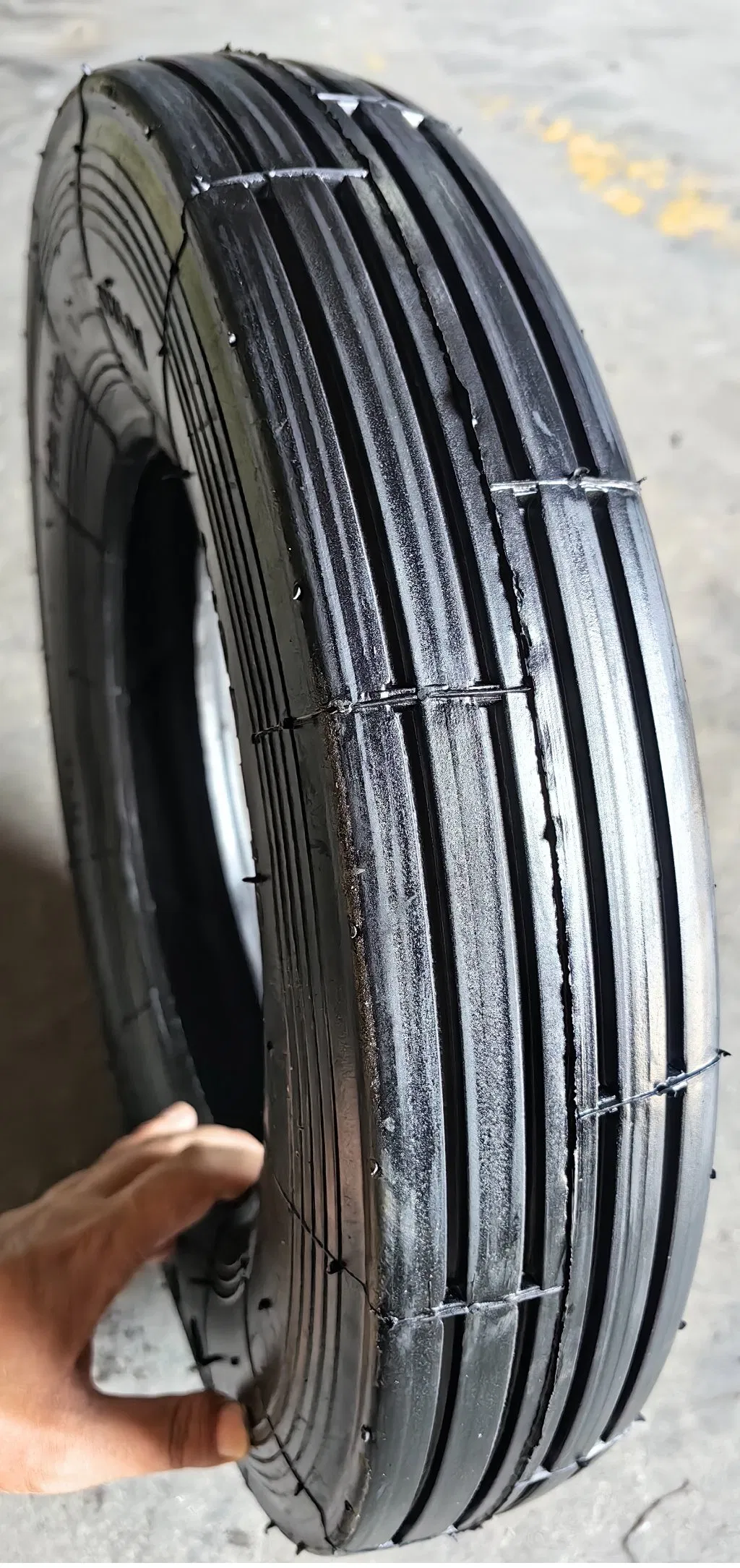 Wheel Barrow Tire and Wheel 4.00-10 Ribbed Tread