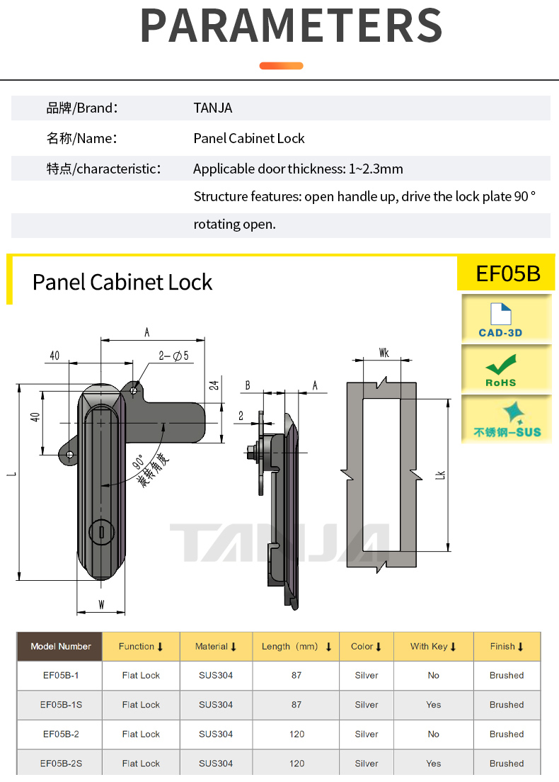 High Quality Panel Cabinet Lock Zinc Alloy Lock for Instrument Box