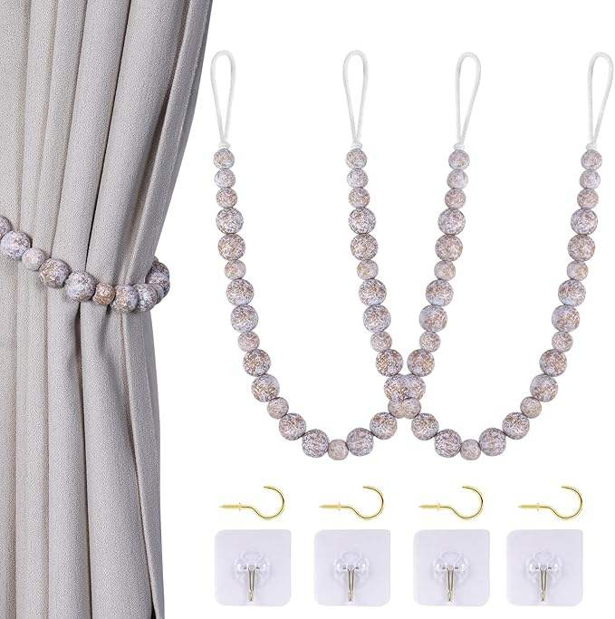 Light Luxury Curtains Rod Holders Tieback Holdbacks Strap Wooden Curtain Holder Window Bandage Curtain Rod