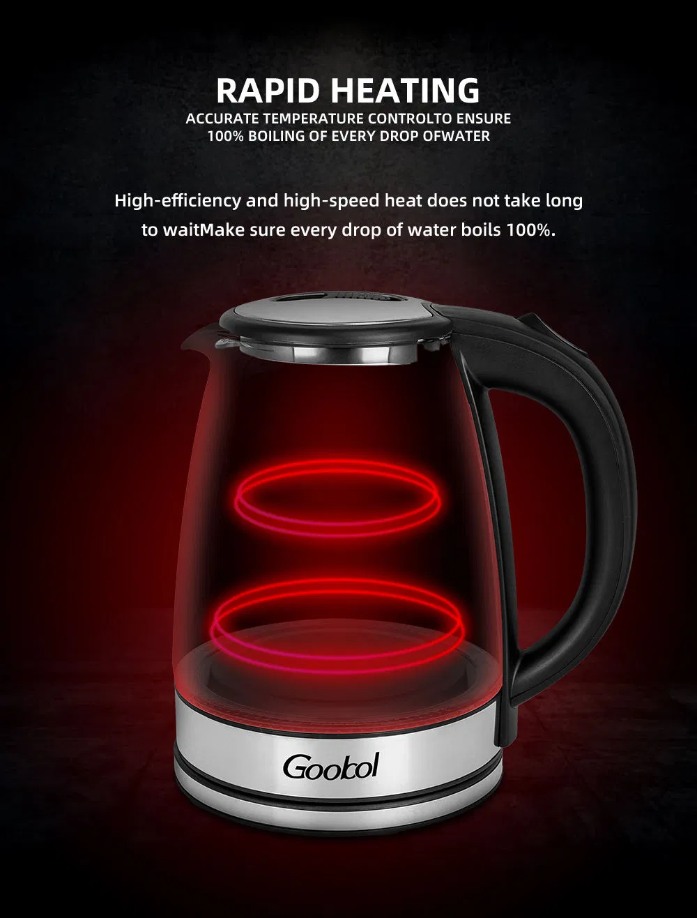 1.8L Kettles Glass Electric Kitchen Glass Tea Electric Kettle with LED Light