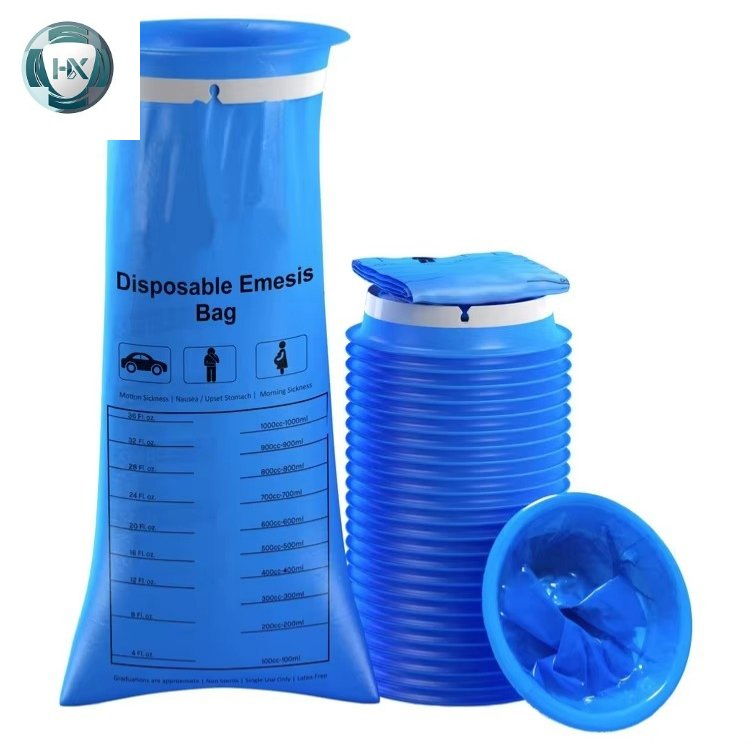 Hot Sale Plastic Airplane Vomit Bag Disposable Emesis Bags Blue Car Nausea Vomit Bags