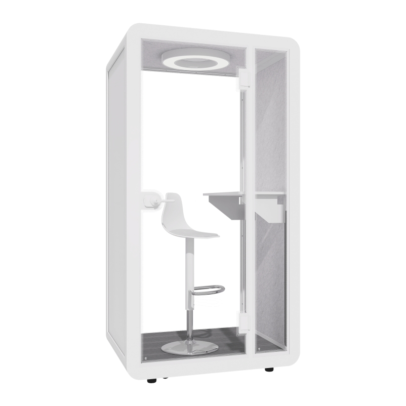 Acoustic Workstation Pod for Libraries with Integrated LED Lights and Air Circulation