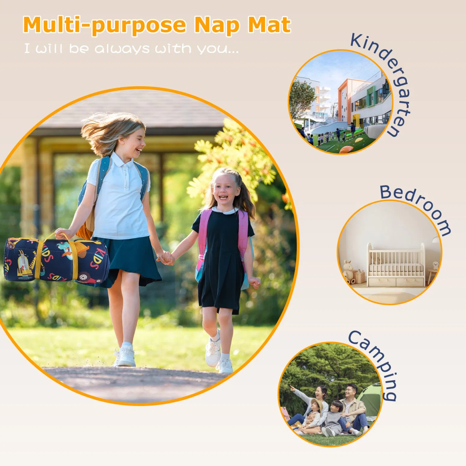 Custom Design Toddlers Sleeping Bag Soft Nap Mat Portable Easy Roll-up