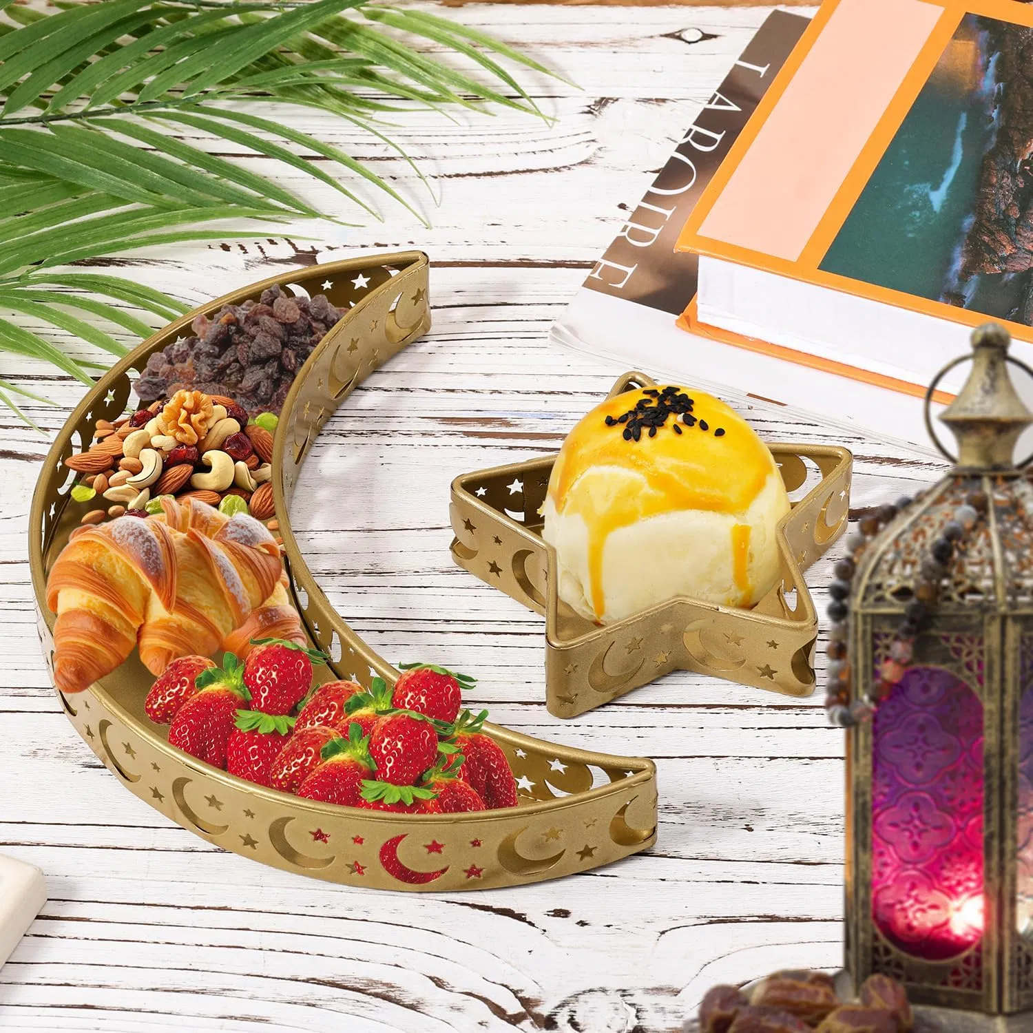 Iron Eid Mubarak Food Board Moon and Star Ramadan Serving Tray