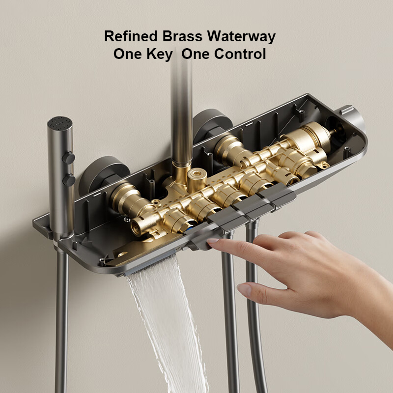 Tiktok Trend Piano Key Thermostatic Shower Set Rainfall LED Digital Display Bathroom Shower Mixer Set