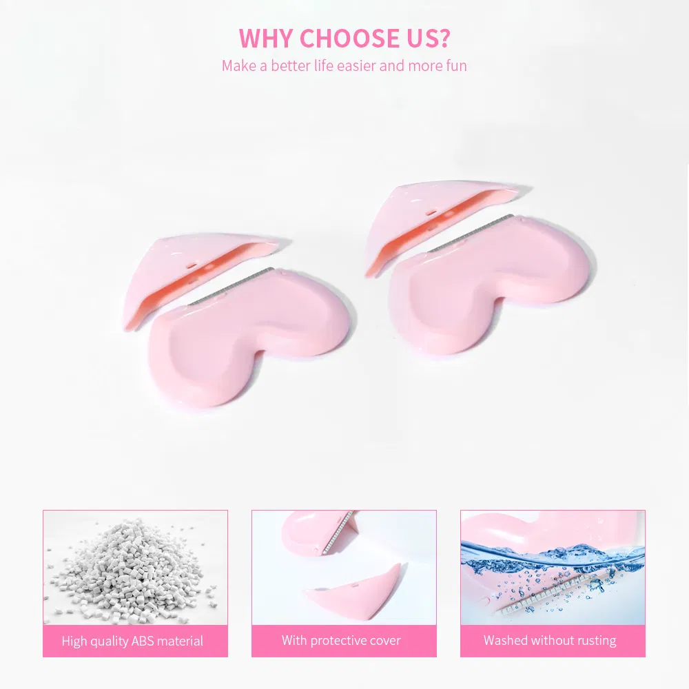 Stainless Steel Blade Heart Shape Facial Body Beard Razor Brow Eyebrow Face Hair Trimmer with Cover