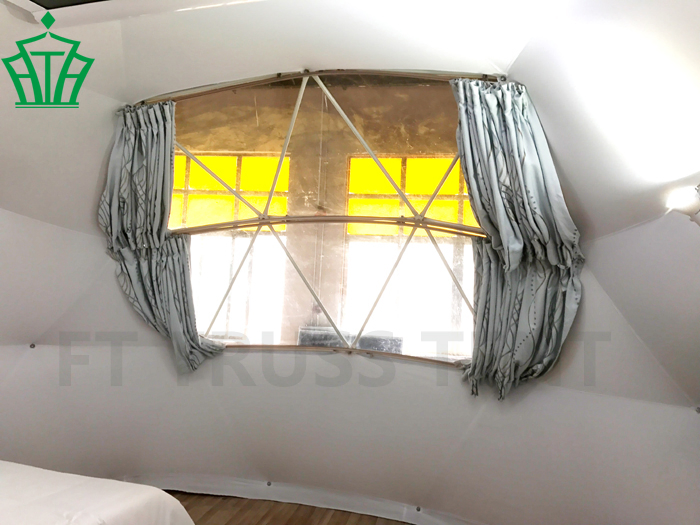 Factory Sample with Motor Skylithing Shading Awning and Windows Curtain Diameter 6m Steel Dome Resort Camping Tent for Glamping in Winter