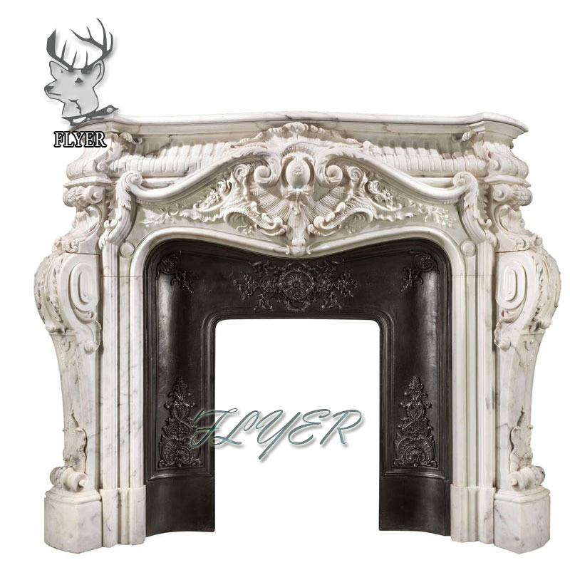 Louis Xv Style Carved Marble Fireplace Surround Mantel