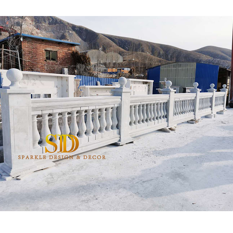 Customized White Marble Baluster with Railing and Postcolumn for Garden Decor