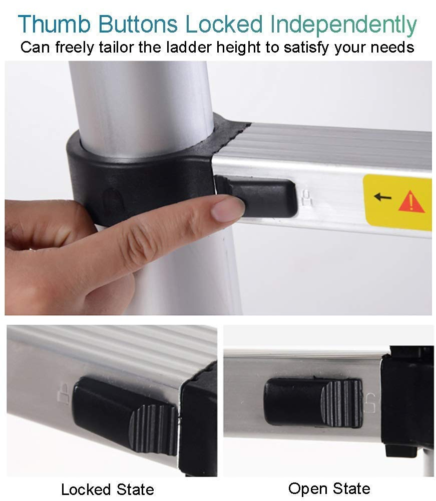 China Industry Heavy Duty Aluminum Telescopic Ladder 12 Steps Double Telescopic Ladder