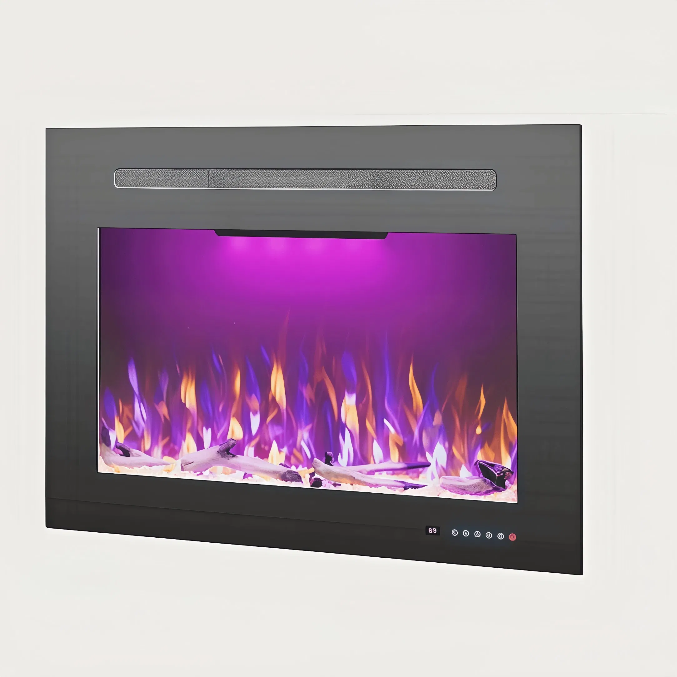 Electric Fireplace Heater with Realistic Flames, Adjustable Ember Bed, Remote Control