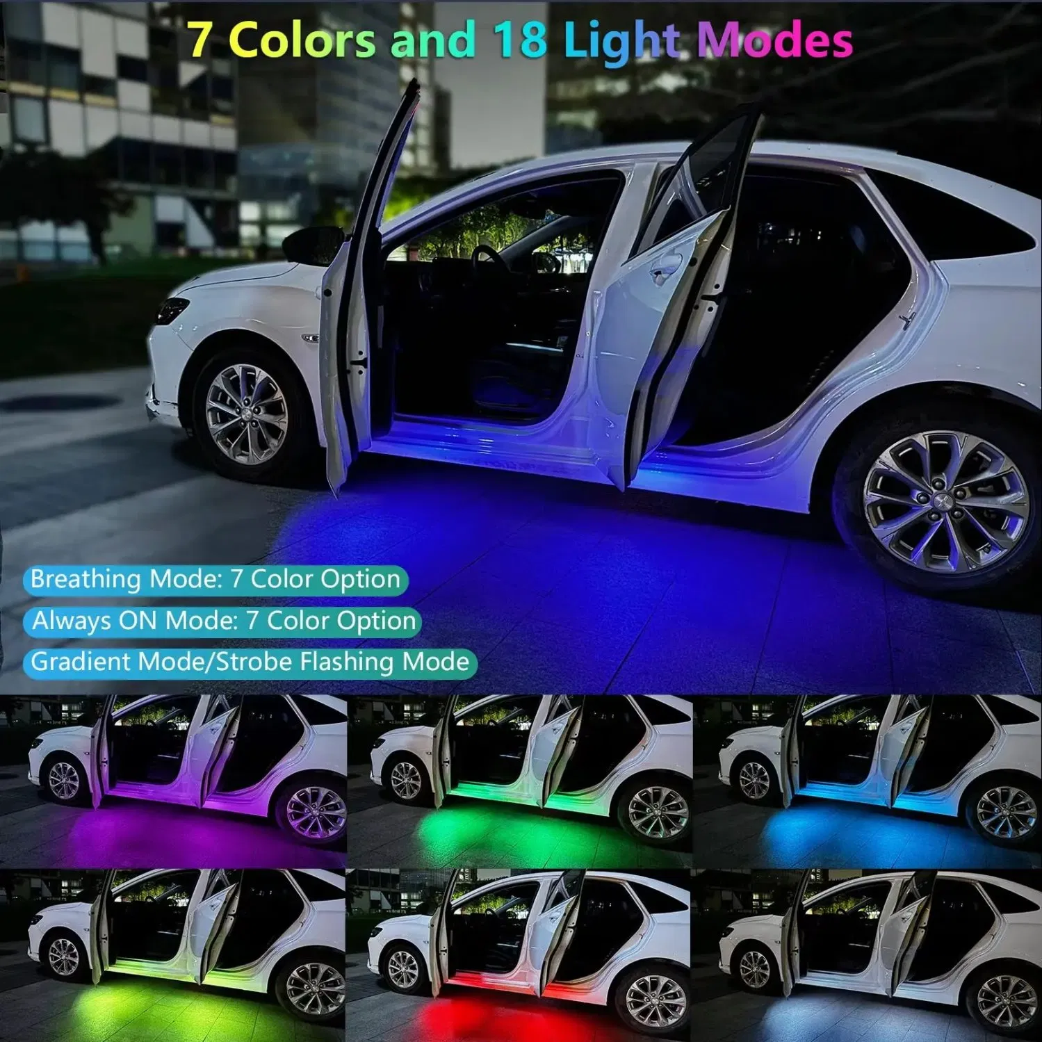 Универсальная светодиодная лампа-проектор для авто (7 цветов)