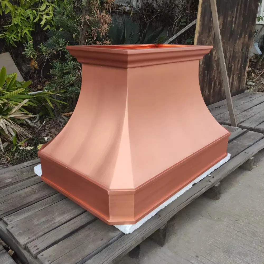 Custom 42 in Smooth Natural Copper Kitchen Range Hood Exhaust Island Range Hood Island Top Mount