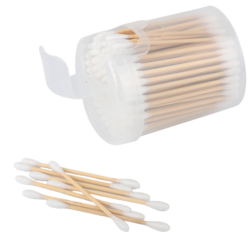 200PCS Custom Private Label Bamboo Cotton Swabs Double-Headed Wooden Cotton Sticks for Ear Cleaning