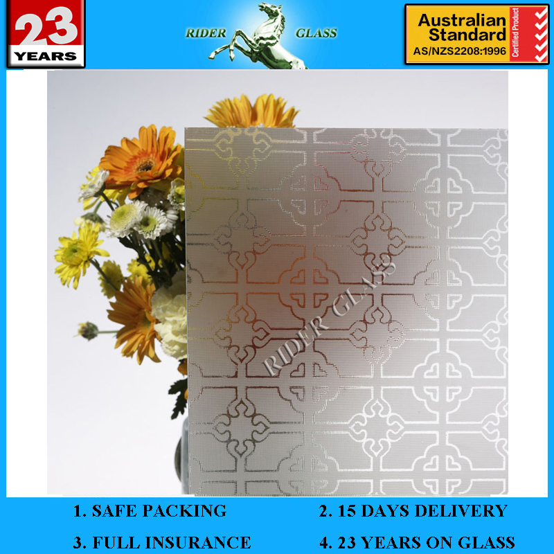 3-5mm Acid Etched Pattern Glass for Bathroom Partition