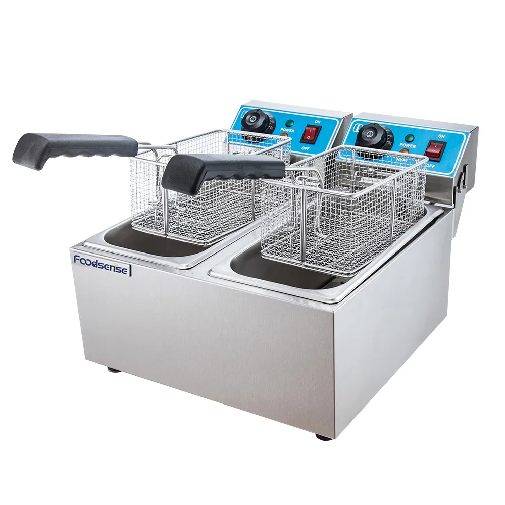 Indoor Countertop Commercial Large Double Tank Electric Deep Fryers 8L+8L
