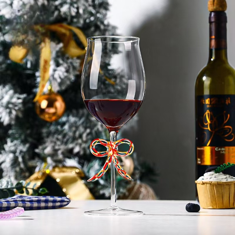 Creative Bow Design, Tall Christmas Tree Glass Water Cup, Wedding Glass Cup