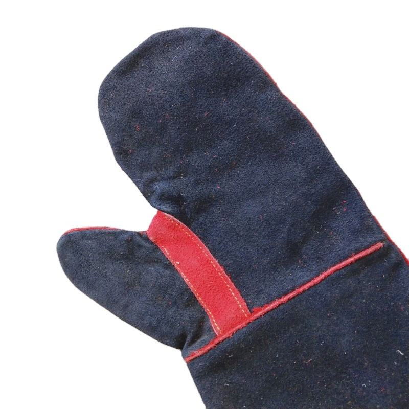 Durable 35cm Cowhide Heat Resistant Kitchen Mitts for Safe Grilling and Baking