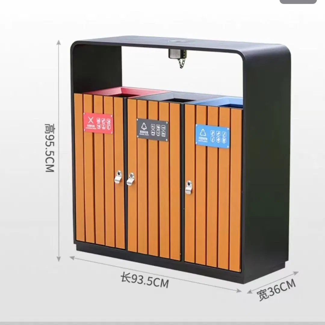 Уличный трёхсекционный мусорный бак для раздельного сбора