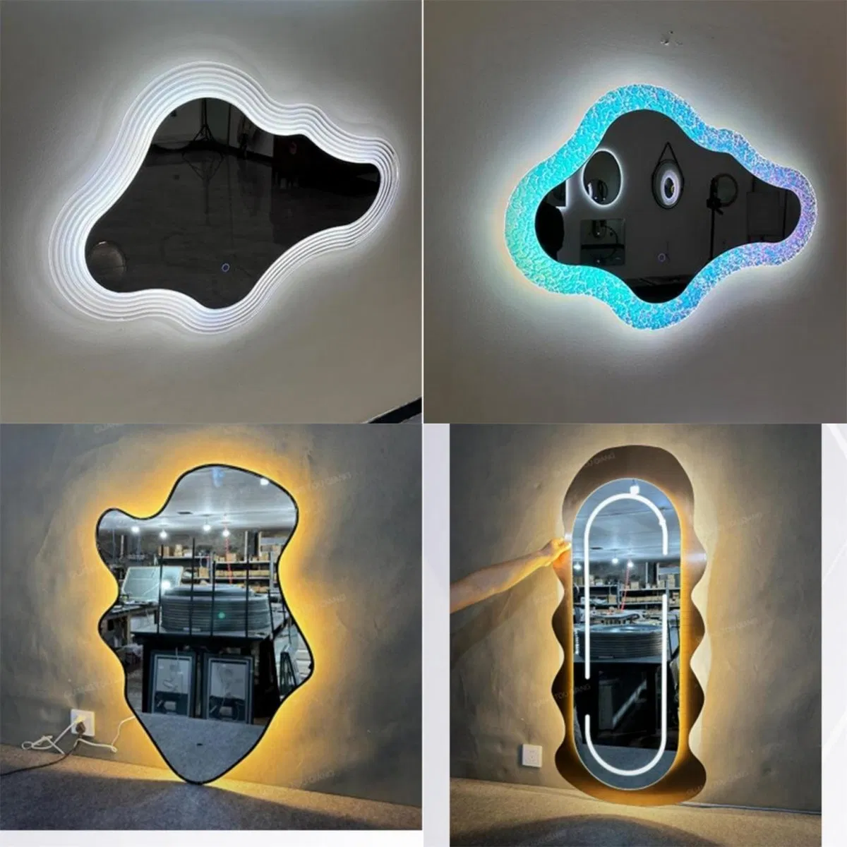 Irregular Wavy Illuminated Touchable Backlit LED Mirror with Defogger Hot Sell