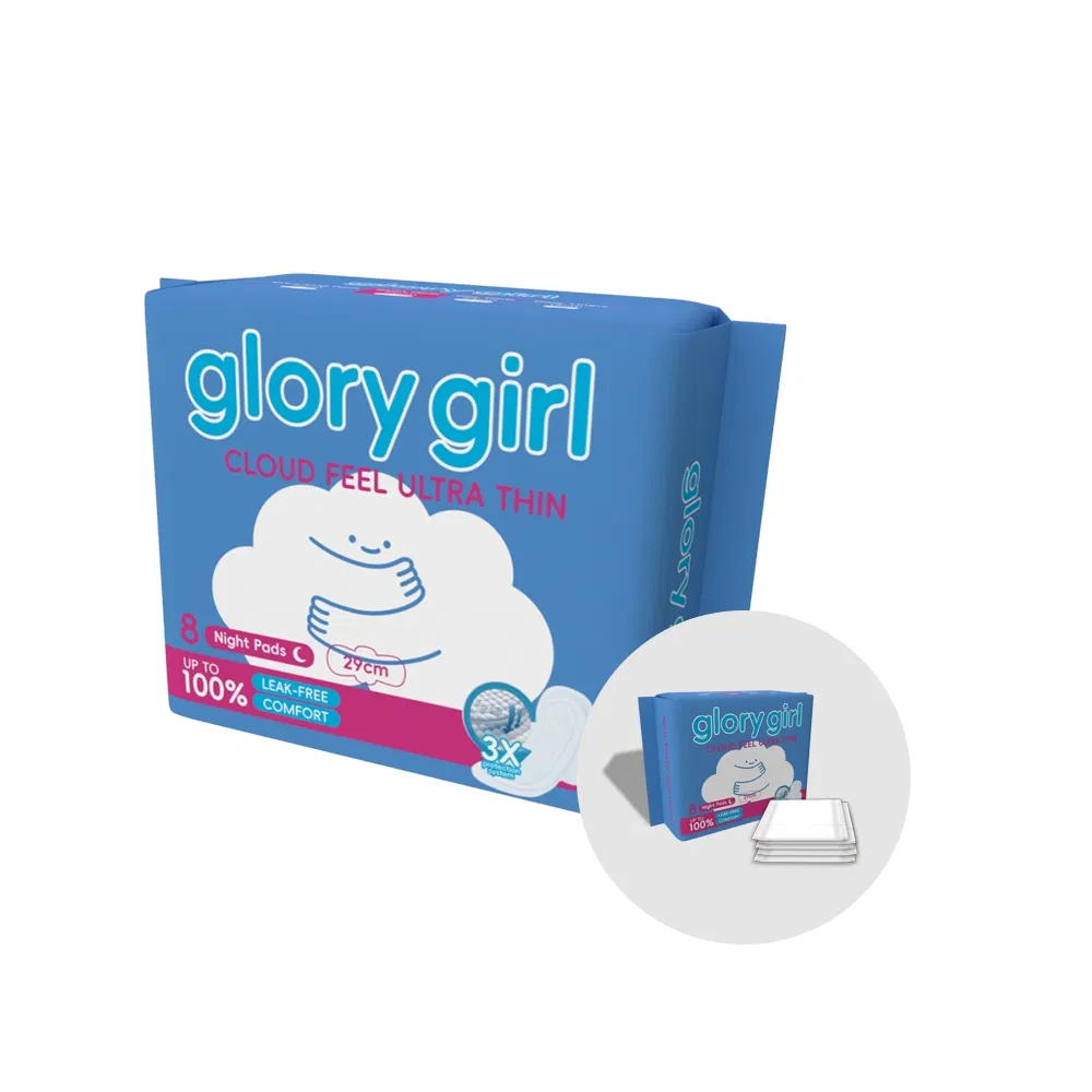 Glory Girl China Factory Disposable Menstrual Women Sanitary Pads Night Use Lady Sanitary Napkins Supplier
