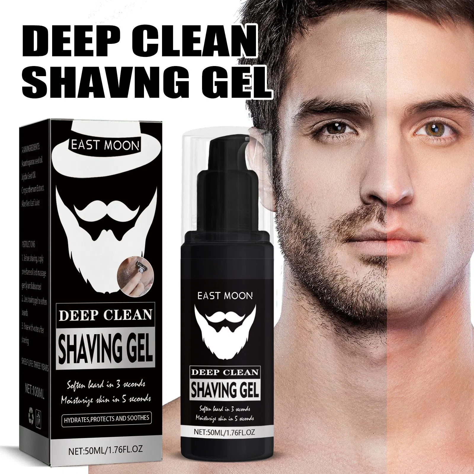 Wholesale Private Label Facial Care Shaving Gel Deep Cleaning Gentle Refreshing Softening Beard Men Shaving Gel