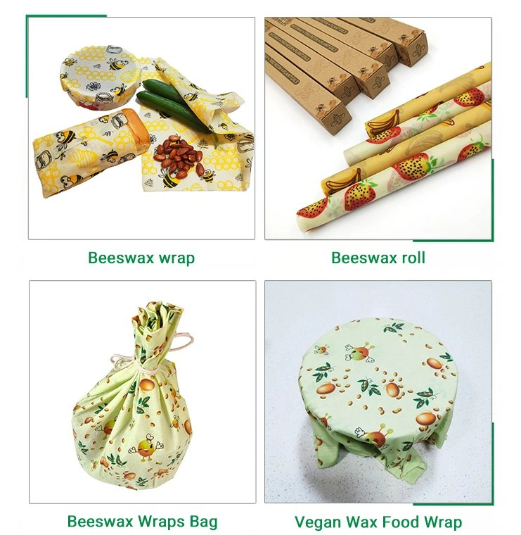 Reusable Beeswax Wraps Washable Organic Cotton Beeswax Food Packaging Wrap