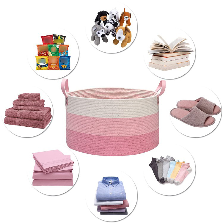 Storage Cotton Rope Basket Woven Laundry Basket