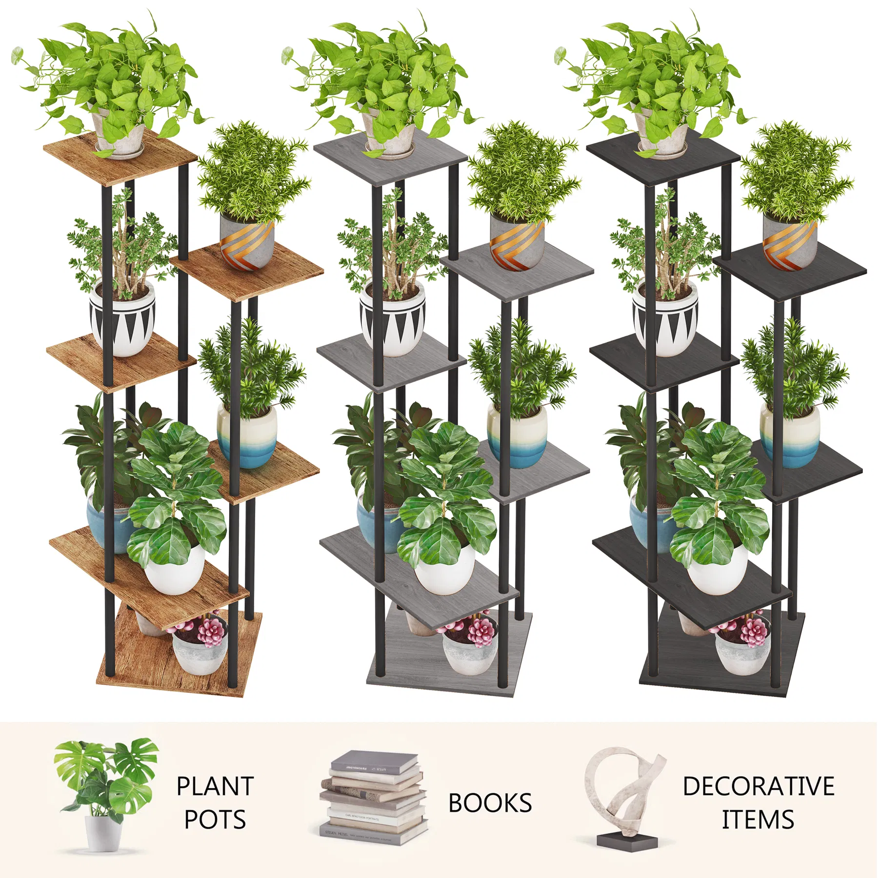 Stylish 6-Tier Tall Indoor Plant Shelf for Corners