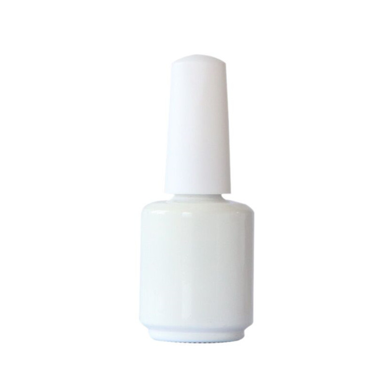 OEM Custom Private Label 15ml White Empty UV Gel Cosmetic Glass Bottle Nail Polish Glass Bottle with Cap and Brush