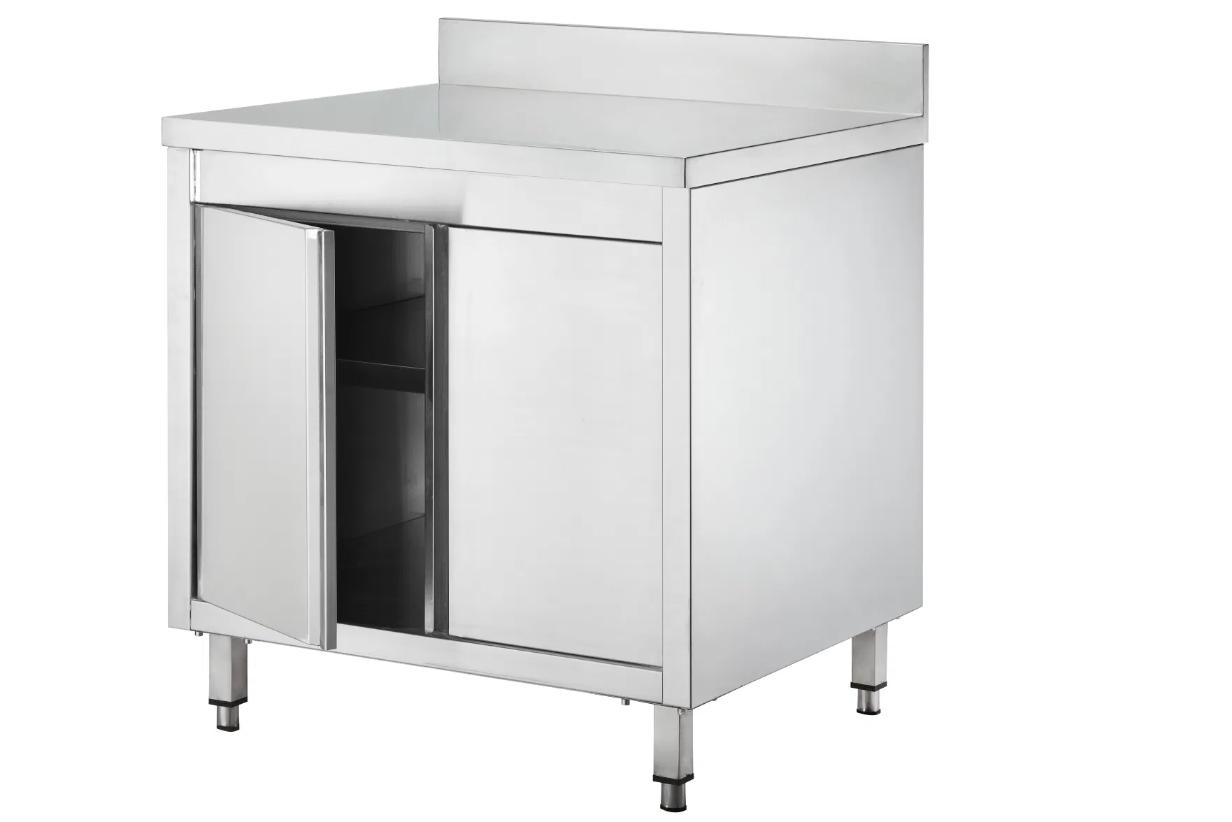 Stainless Steel Slinding Door Work Cabinet with Backsplash 700mm Width Lh1200X950