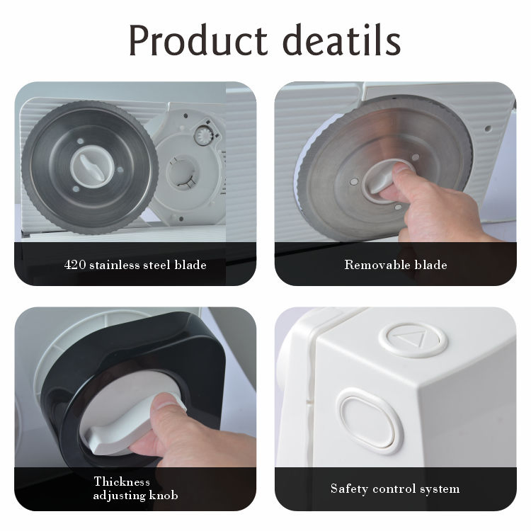 150W DC Motor Foldable Electric Food Slicer, 220V with 170mm Stainless Steel Blade & Safety Guard for Home Kitchen
