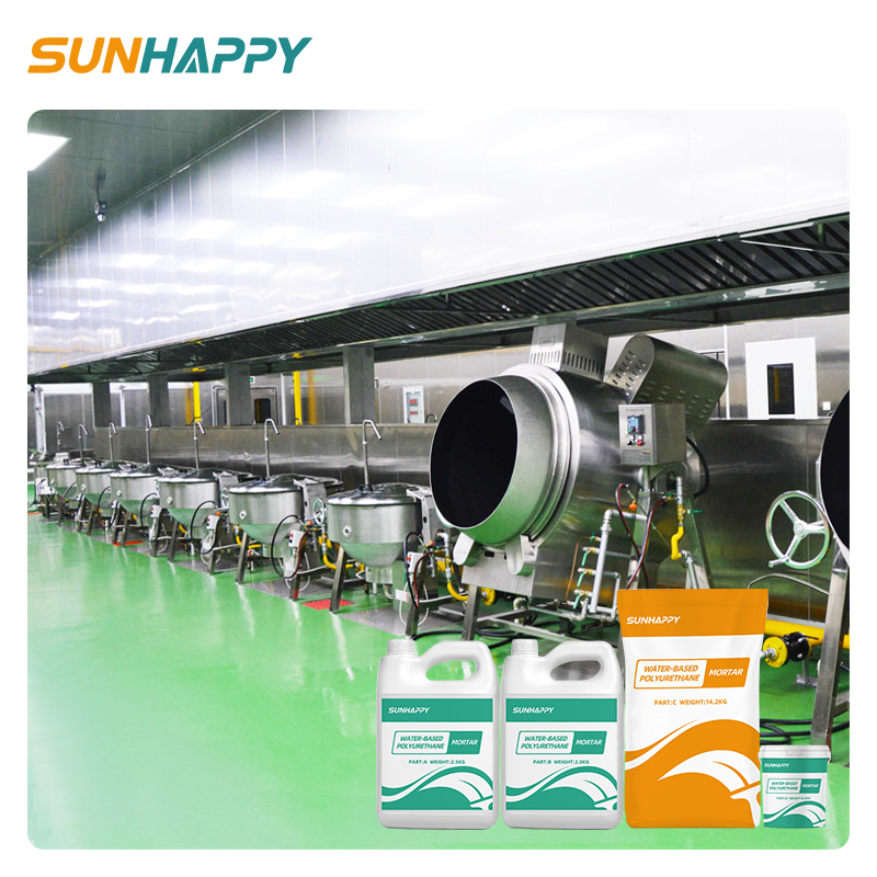 Low-Voc PU Mortar Flooring Coating Hygiene for Central Kitchen Food Beverage Water-Based Polyurethane Mortar