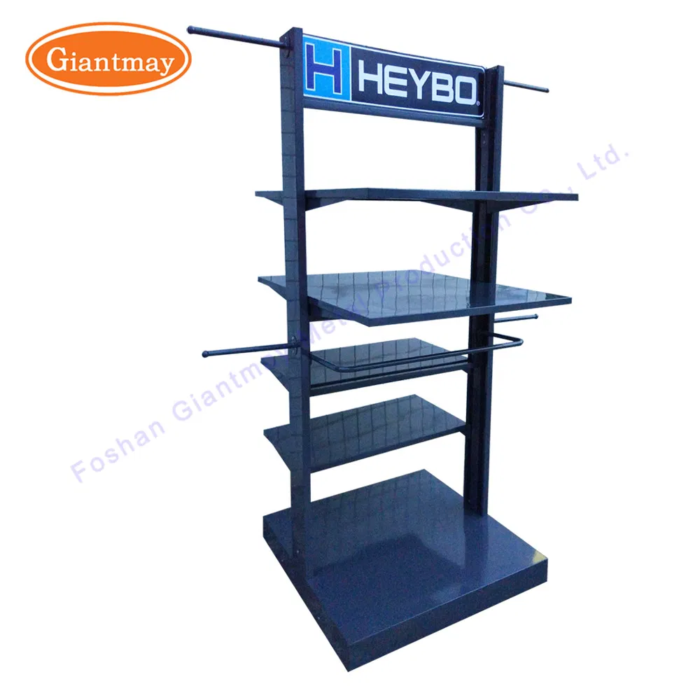 4 Way Slanted Arms Tube Modern Clothing Wrought Iron Standing Clothes Garment Display Rack for T-Shirt