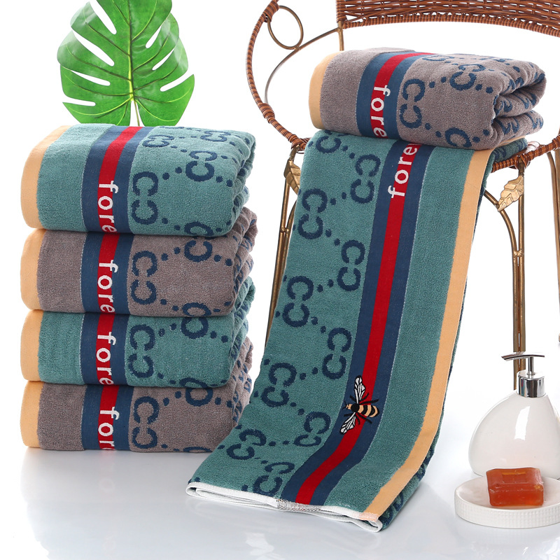 Cotton 100 Yarn Dyed Jacquard Hand Embroidery Sport Hotel Home Bath Beach Towels