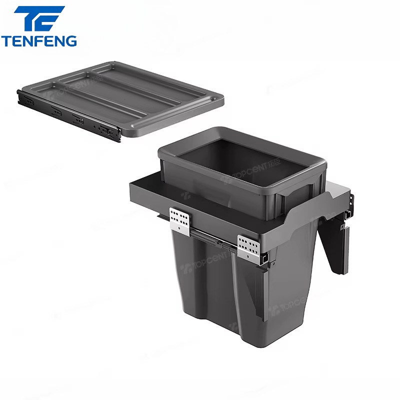 High Quality Double Sliding Trash Bin Kitchen Cabinet Pull-out Dustbin Drawer
