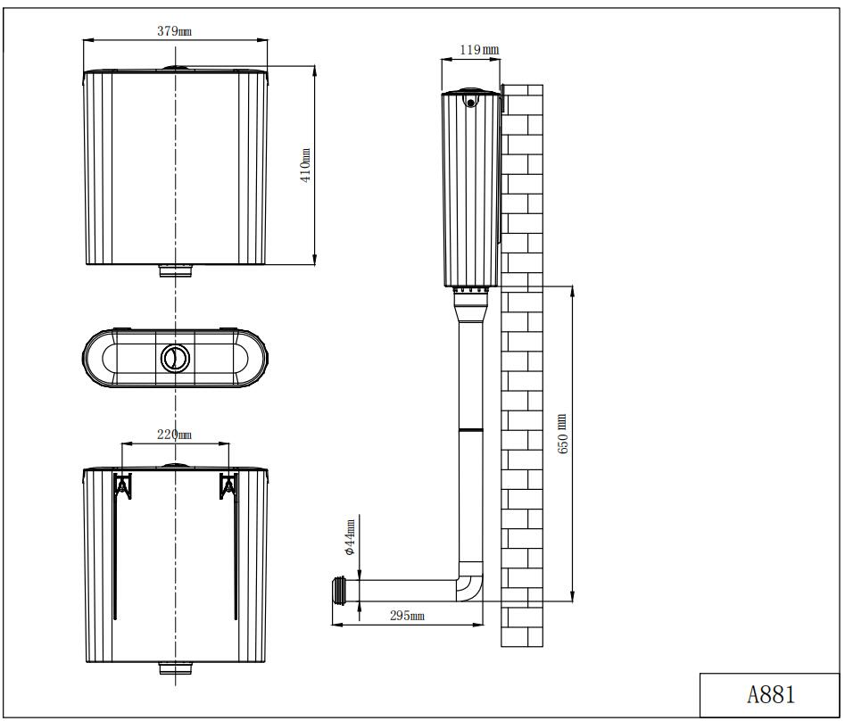 Economic Squatting Pan Wall Hung PP Material Flush Tank