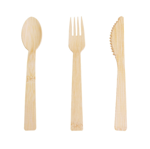 Compostable Disposable Cutlery Bamboo Fork with Customized Logo Printing