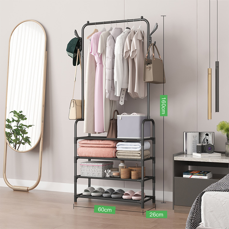 Home Bedroom Furniture Cloth Hanging Storage Removing Shelf Display Stand Rack Coat Rack with Wheels